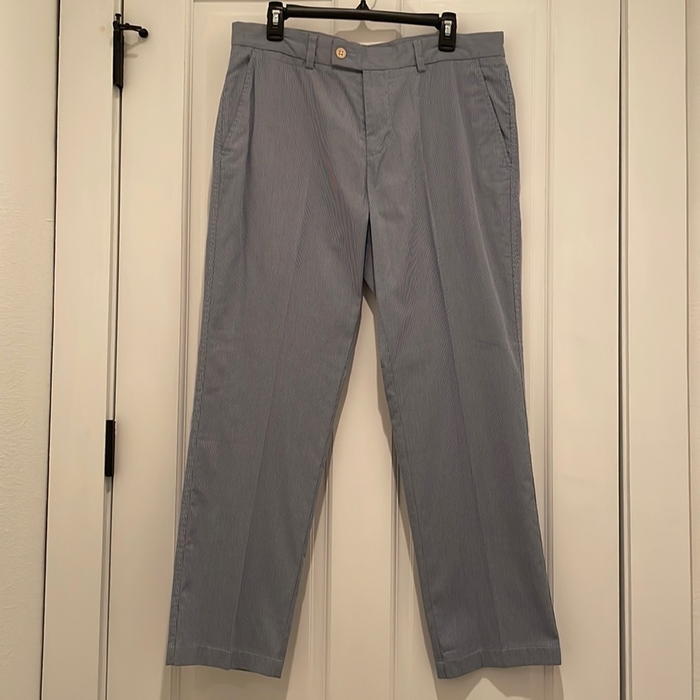 Saks Fifth Avenue Blue and White Pinstripe Dress Pants-33x30